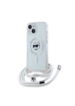 Husa pentru iPhone 15 / iPhone 14 / iPhone 13 - Karl Lagerfeld IML MagSafe (KLHMP15SHCCHNT) - Transparent Choupette HeadandCord