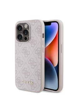 Husa pentru iPhone 15 Pro - Guess Hardcase 4G Metal Gold Logo (GUHCP15LG4GFPI) - Pink