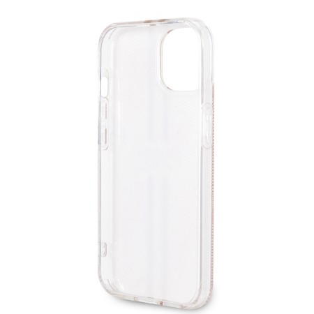 Husa pentru iPhone 15 / iPhone 14 / iPhone 13 - Guess Hardcase IML 4G Gold Stripe (GUHCP15SH4PSEGP) - Pink