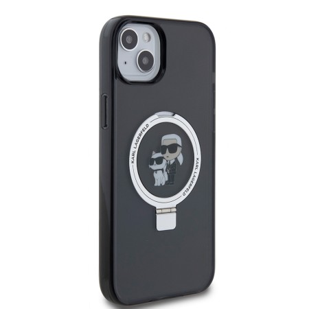 Husa pentru iPhone 15 Plus / 14 Plus - Karl Lagerfeld Hardcase Ring Stand MagSafe (KLHMP15MHMRSKCK) - KarlandChoupette