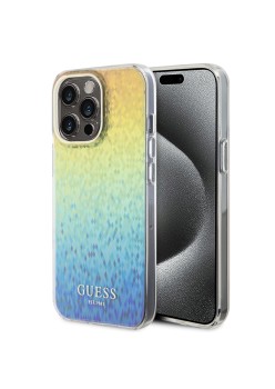 Husa pentru iPhone 15 Pro - Guess Hardcase IML Faceted Mirror Disco Iridescent (GUHCP15LHDECMI) - Multicolour