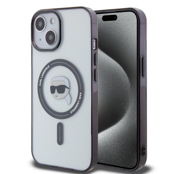 Husa pentru iPhone 15 Plus / 14 Plus - Karl Lagerfeld IML MagSafe (KLHMP15MHKHNOTK) - Transparent Karls Head