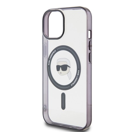 Husa pentru iPhone 15 Plus / 14 Plus - Karl Lagerfeld IML MagSafe (KLHMP15MHKHNOTK) - Transparent Karls Head