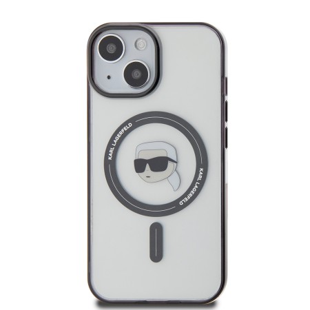 Husa pentru iPhone 15 Plus / 14 Plus - Karl Lagerfeld IML MagSafe (KLHMP15MHKHNOTK) - Transparent Karls Head