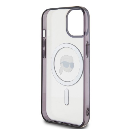 Husa pentru iPhone 15 Plus / 14 Plus - Karl Lagerfeld IML MagSafe (KLHMP15MHKHNOTK) - Transparent Karls Head