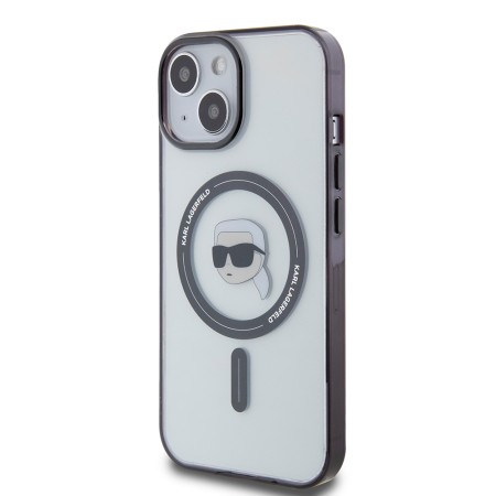 Husa pentru iPhone 15 Plus / 14 Plus - Karl Lagerfeld IML MagSafe (KLHMP15MHKHNOTK) - Transparent Karls Head