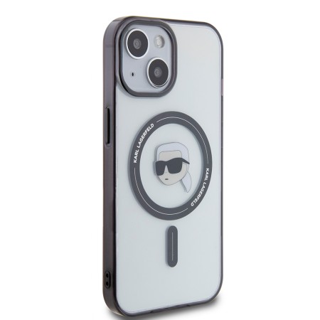 Husa pentru iPhone 15 Plus / 14 Plus - Karl Lagerfeld IML MagSafe (KLHMP15MHKHNOTK) - Transparent Karls Head
