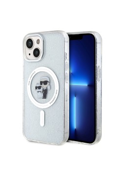 Husa pentru iPhone 15 Plus / iPhone 14 Plus - Karl Lagerfeld Glitter MagSafe (KLHMP15MHGKCNOT) - KarlandChoupette