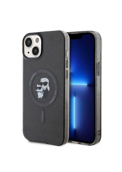 Husa pentru iPhone 15 Plus / iPhone 14 Plus - Karl Lagerfeld Glitter MagSafe (KLHMP15MHGKCNOK) - KarlandChoupette