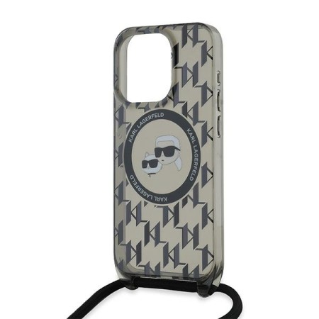 Husa pentru iPhone 15 Pro - Karl Lagerfeld IML Crossbody MagSafe (KLHMP15LHCKCKLCK) - Monogram KarlandChoupette Head