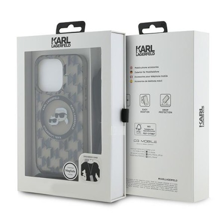 Husa pentru iPhone 15 Pro - Karl Lagerfeld IML Crossbody MagSafe (KLHMP15LHCKCKLCK) - Monogram KarlandChoupette Head