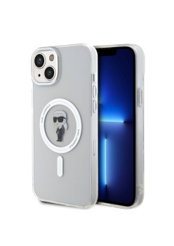 Husa pentru iPhone 15 Plus / iPhone 14 Plus - Karl Lagerfeld IML MagSafe (KLHMP15MHFCKNOT) - Transparent Ikonik