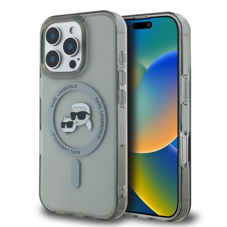 Husa pentru iPhone 16 Pro Max - Karl Lagerfeld IML MagSafe (KLHMP16XHLSKCK) - Metal KarlandChoupette Head