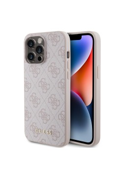 Husa pentru iPhone 15 Pro Max - Guess Hardcase 4G Metal Gold Logo (GUHCP15XG4GFPI) - Pink