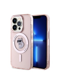 Husa pentru iPhone 15 Pro - Karl Lagerfeld IML MagSafe (KLHMP15LHFCCNOP) - Pink Choupette