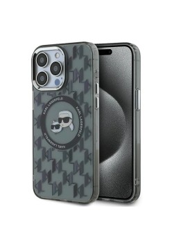 Husa pentru iPhone 15 Pro - Karl Lagerfeld IML MagSafe (KLHMP15LHMCKMHK) - Monogram KarlandChoupette Head