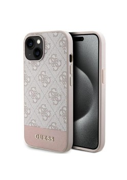 Husa pentru iPhone 15 / iPhone 14 / iPhone 13 - Guess Hardcase 4G Stripe Collection (GUHCP15SG4GLPI) - Pink