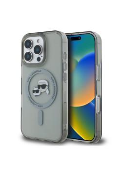 Husa pentru iPhone 16 Pro - Karl Lagerfeld IML MagSafe (KLHMP16LHLSKCK) - Metal KarlandChoupette Head