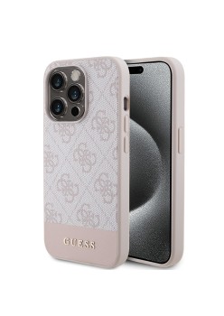 Husa pentru iPhone 15 Pro Max - Guess Hardcase 4G Stripe Collection (GUHCP15XG4GLPI) - Pink
