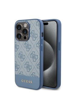 Husa pentru iPhone 15 Pro Max - Guess Hardcase 4G Stripe Collection (GUHCP15XG4GLBL) - Blue