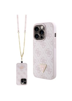 Husa pentru iPhone 15 Pro Max - Guess Crossbody 4G Metal Logo (GUHCP15XP4TDSCPP) - Pink