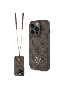 Husa pentru iPhone 15 Pro Max - Guess Crossbody 4G Metal Logo (GUHCP15XP4TDSCPW) - Brown