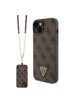 Husa pentru iPhone 15 Plus / iPhone 14 Plus - Guess Crossbody 4G Metal Logo (GUHCP15MP4TDSCPW) - Brown
