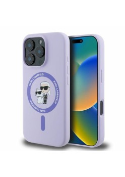 Husa pentru iPhone 16 Pro - Karl Lagerfeld Silicone Ring MagSafe (KLHMP16LSCMKCRHU) - Purple KarlandChoupette
