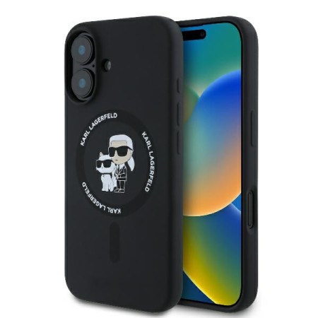 Husa pentru iPhone 16 Plus - Karl Lagerfeld Silicone Ring MagSafe (KLHMP16MSCMKCRHK) - KarlandChoupette