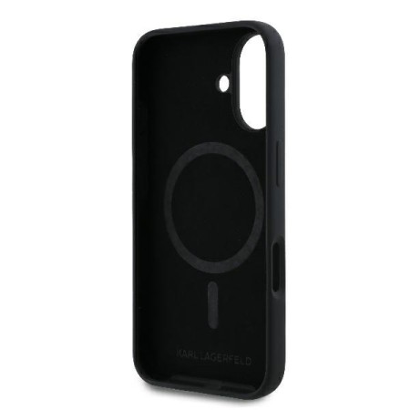 Husa pentru iPhone 16 Plus - Karl Lagerfeld Silicone Ring MagSafe (KLHMP16MSCMKCRHK) - KarlandChoupette