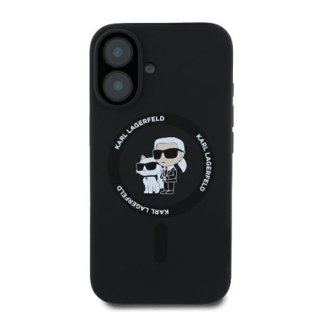 Husa pentru iPhone 16 Plus - Karl Lagerfeld Silicone Ring MagSafe (KLHMP16MSCMKCRHK) - KarlandChoupette