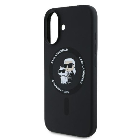 Husa pentru iPhone 16 Plus - Karl Lagerfeld Silicone Ring MagSafe (KLHMP16MSCMKCRHK) - KarlandChoupette