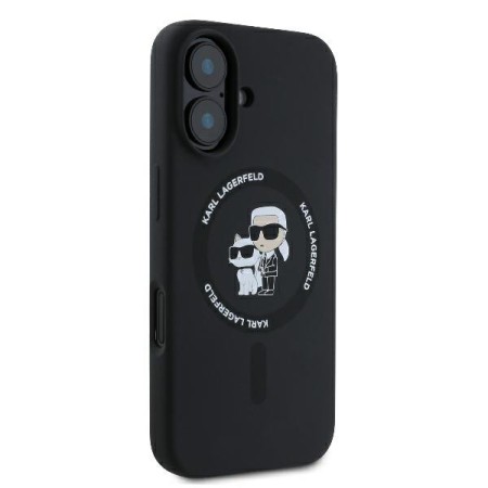 Husa pentru iPhone 16 Plus - Karl Lagerfeld Silicone Ring MagSafe (KLHMP16MSCMKCRHK) - KarlandChoupette