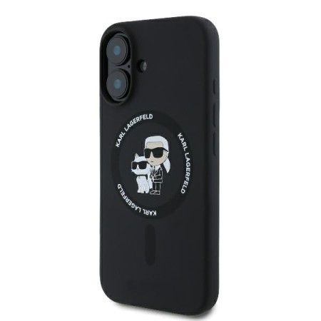 Husa pentru iPhone 16 Plus - Karl Lagerfeld Silicone Ring MagSafe (KLHMP16MSCMKCRHK) - KarlandChoupette