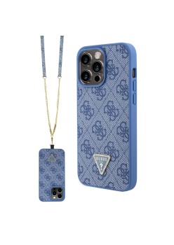 Husa pentru iPhone 15 Pro - Guess Crossbody 4G Metal Logo (GUHCP15LP4TDSCPB) - Blue