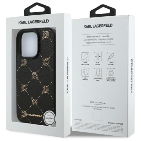 Husa iPhone 16 Pro - Karl Lagerfeld Leather MagSafe (KLHMP16LPGKHPHK) - Karl Head