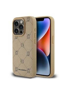 Husa iPhone 15 Pro - Karl Lagerfeld Leather MagSafe (KLHMP15LPGKHPHE) - Beige Karl Head
