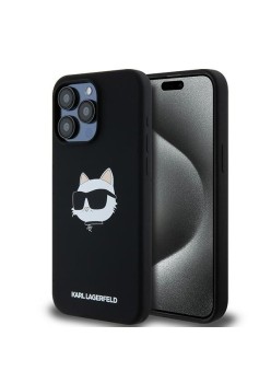 Husa pentru iPhone 15 Pro - Karl Lagerfeld Silicone MagSafe (KLHMP15LSCHPPLK) - Choupette Head