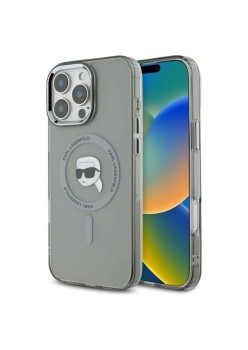 Husa pentru iPhone 16 Pro - Karl Lagerfeld IML MagSafe (KLHMP16LHLSKIK) - Metal Karls Head