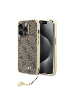 Husa pentru iPhone 15 Pro Max - Guess Hardcase 4G Charms Collection (GUHCP15XGF4GBR) - Brown