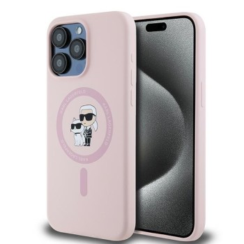 Husa pentru iPhone 15 Pro - Karl Lagerfeld Silicone MagSafe (KLHMP15LSCMKCRHP) - Pink KarlandChoupette