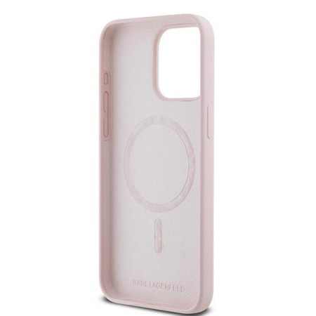 Husa pentru iPhone 15 Pro - Karl Lagerfeld Silicone MagSafe (KLHMP15LSCMKCRHP) - Pink KarlandChoupette