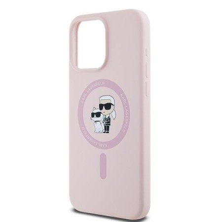 Husa pentru iPhone 15 Pro - Karl Lagerfeld Silicone MagSafe (KLHMP15LSCMKCRHP) - Pink KarlandChoupette