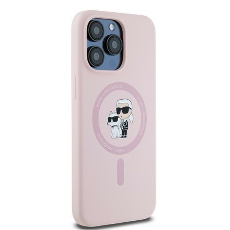 Husa pentru iPhone 15 Pro - Karl Lagerfeld Silicone MagSafe (KLHMP15LSCMKCRHP) - Pink KarlandChoupette