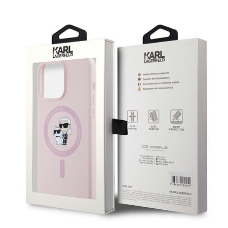 Husa pentru iPhone 15 Pro - Karl Lagerfeld Silicone MagSafe (KLHMP15LSCMKCRHP) - Pink KarlandChoupette
