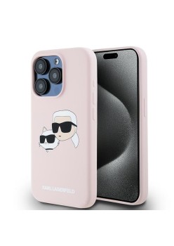 Husa pentru iPhone 15 Pro Max - Karl Lagerfeld Silicone MagSafe (KLHMP15XSKCHPPLP) - Pink KarlandChoupette