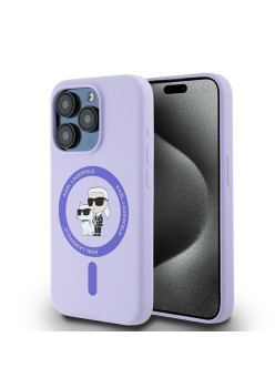 Husa pentru iPhone 15 Pro - Karl Lagerfeld Silicone Ring MagSafe (KLHMP15LSCMKCRHU) - Purple KarlandChoupette