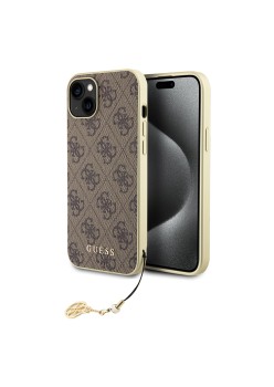 Husa pentru iPhone 15 / iPhone 14 / iPhone 13 - Guess Hardcase 4G Charms Collection (GUHCP15SGF4GBR) - Brown