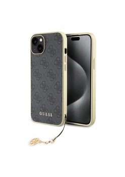 Husa pentru iPhone 15 / iPhone 14 / iPhone 13 - Guess Hardcase 4G Charms Collection (GUHCP15SGF4GGR) - Grey