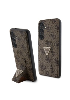 Husa pentru Samsung Galaxy S24 - Guess Grip Stand 4G Triangle Strass (GUHCS24SPGS4TDW) - Brown